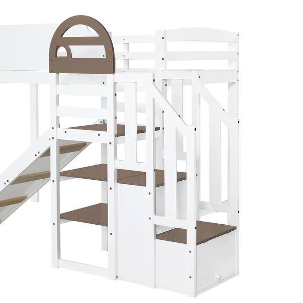 Hochbett Viola Weiß - Holzwerkstoff - Massivholz - 146 x 145 x 257 cm