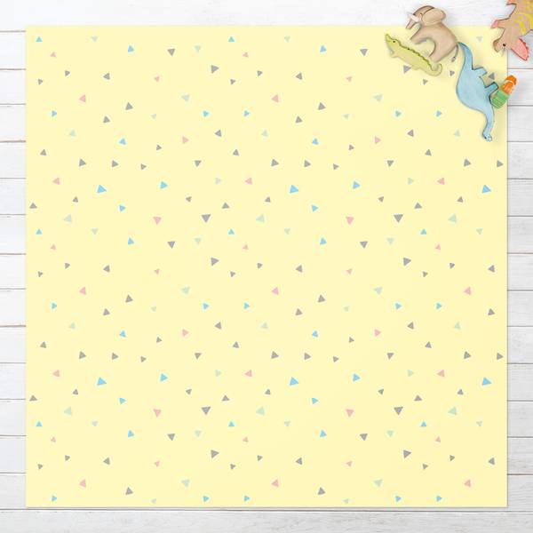 Bunte Pastelldreiecke auf Gelb 40 x 40 cm