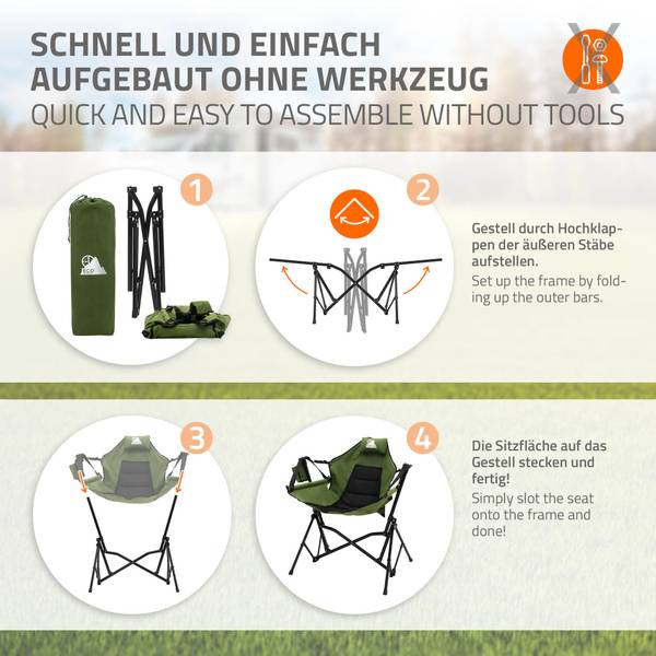 Campingstuhl Schaukelstuhl SWING-C Grün - Metall - Textil - 105 x 107 x 82 cm