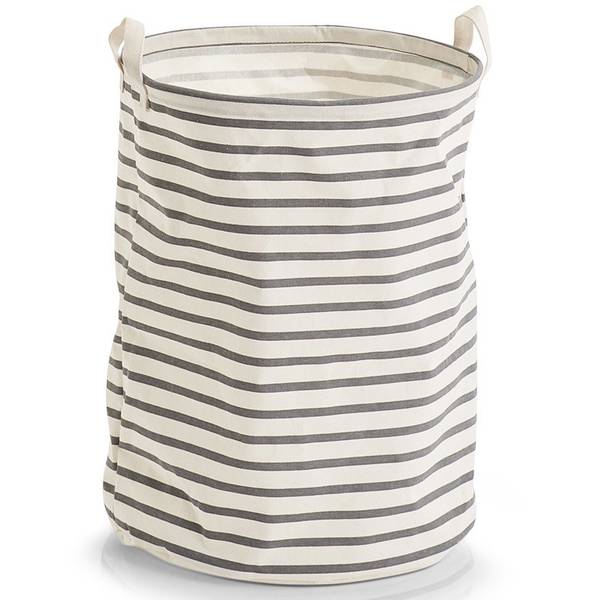 Wäschesammler "Stripes", Canvas, grau Grau - Kunststoff - 38 x 48 x 38 cm