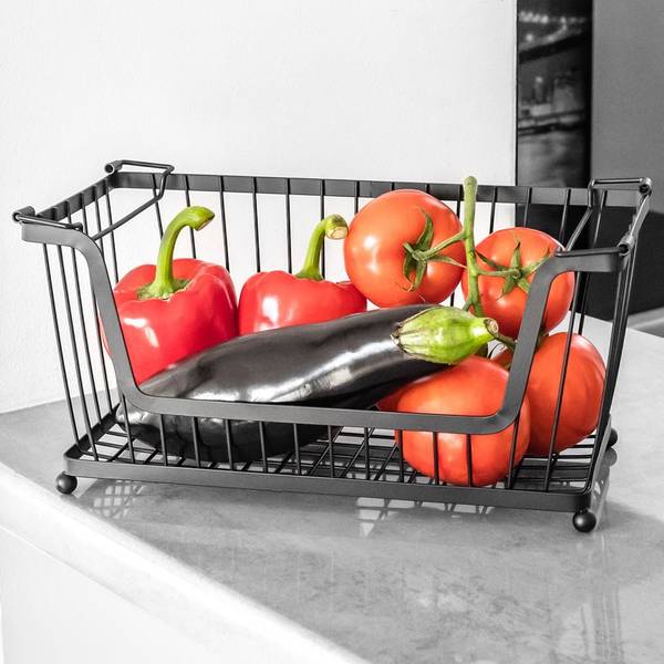 Obstkorb 3er Set SET272 Schwarz - Metall - 18 x 41 x 31 cm