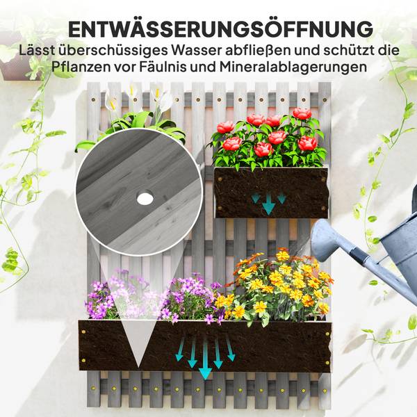 Hochbeet 845-796V00GY Grau - Massivholz - 16 x 80 x 60 cm