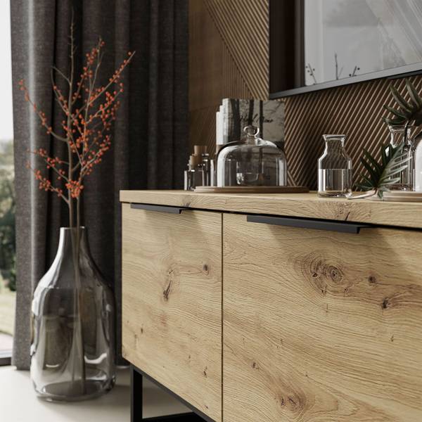 RTV TOP Schrank Metallgestell Braun - Holzwerkstoff - 98 x 50 x 37 cm