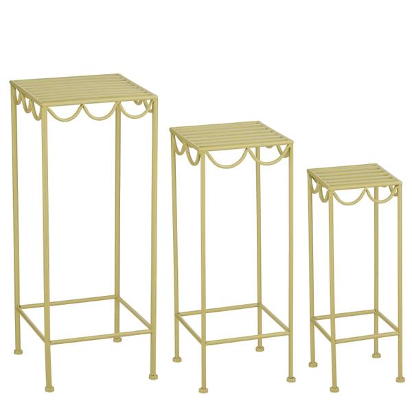 Pflanzentisch Rosalie 3er set Grün - Metall - 28 x 70 x 28 cm