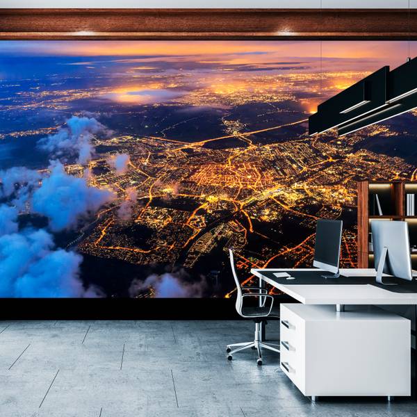 Fototapete Vogelperspektive Stadt 100 x 70 x 70 cm