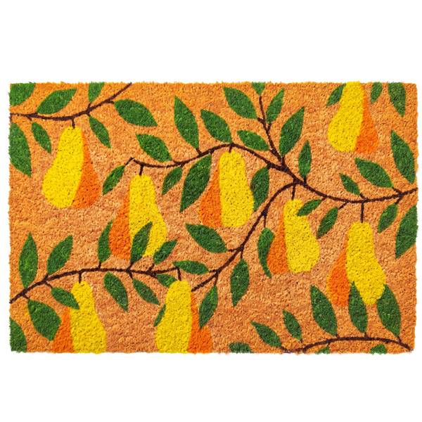 Paillasson en coco motif, 60 x 40 cm Marron - Vert - Jaune - Fibres naturelles - Matière plastique - 60 x 2 x 40 cm