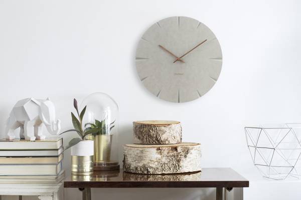Horloge murale design Soleil en béton Gris - Bois manufacturé - 29 x 29 x 1 cm