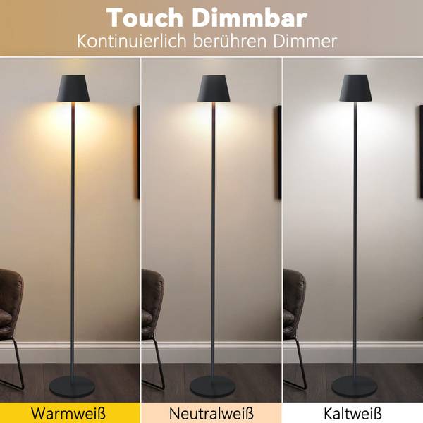 LED Stehleuchte Freiheit II Schwarz - Metall - 11 x 125 x 9 cm