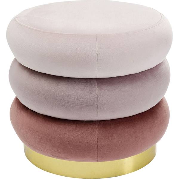 Hocker Sandwich Pink - Polyester - Samt - 45 x 40 x 45 cm