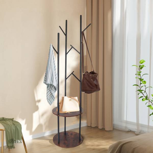 Garderobenständer 175 cm Schwarz - Braun - Eisen - 40 x 175 x 40 cm