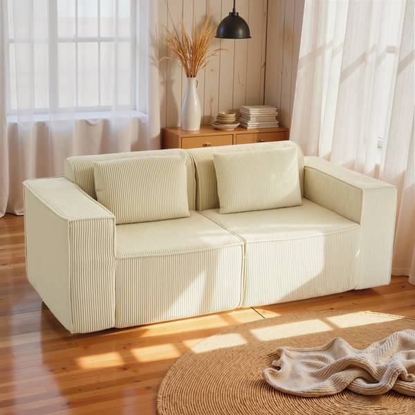 3 Sitzer Sofa 83B-509V00BG Beige - Cord - 90 x 76 x 202 cm