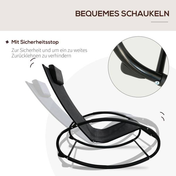 Schaukelstuhl mit Kopfkissen 84A-090 Braun - Metall - 62 x 88 x 105 cm