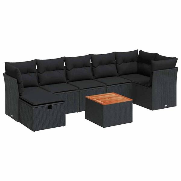 Loungeset 3036489-1 (8-delig) zwart - polyester - staal - 62 x 69 x 62 cm