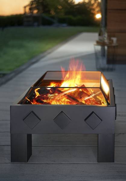 Feuerschale KUBUS Schwarz - Metall - 61 x 43 x 61 cm