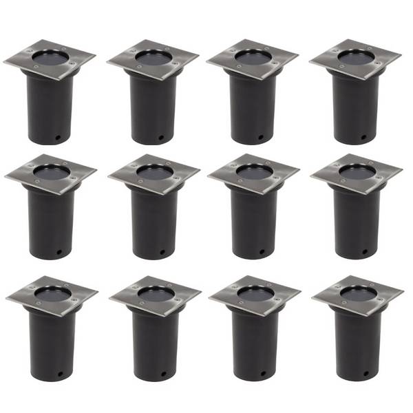 Bodeneinbaustrahler 160437  (12er Set) Silber - Aluminium - 11 x 15 x 11 cm