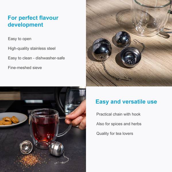 Teesieb Set KAROLINA (2-tlg.) Silber - Metall - 4 x 13 x 4 cm