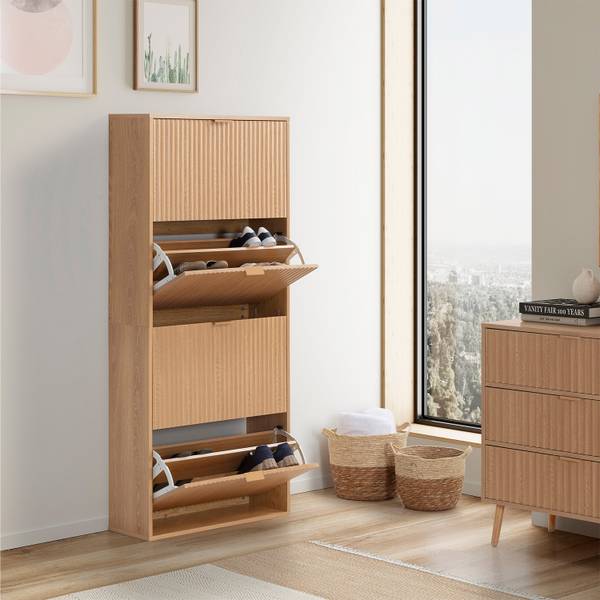 Schuhregal Lluvia Braun - Holzwerkstoff - 66 x 150 x 24 cm