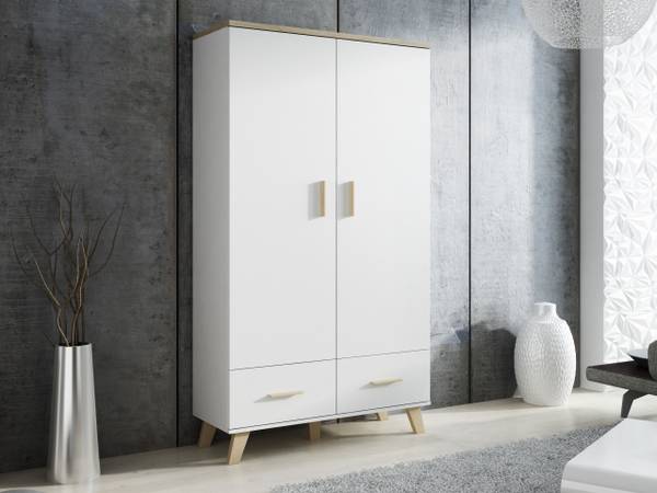 Kleiderschrank Lotta Eiche - Weiß