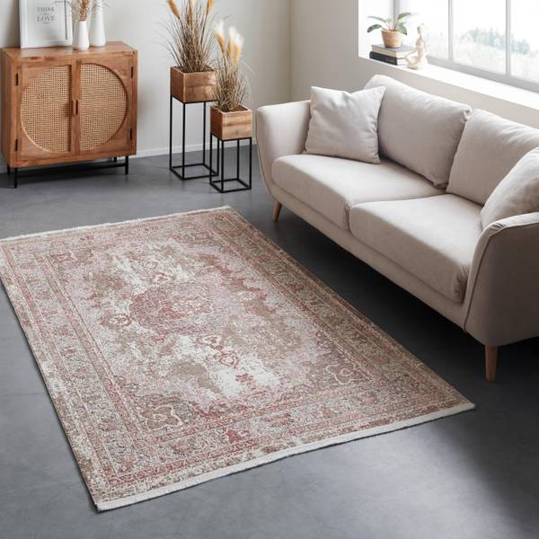 Webteppich MARCUS 3 Pink - Holzwerkstoff - 160 x 1 x 230 cm