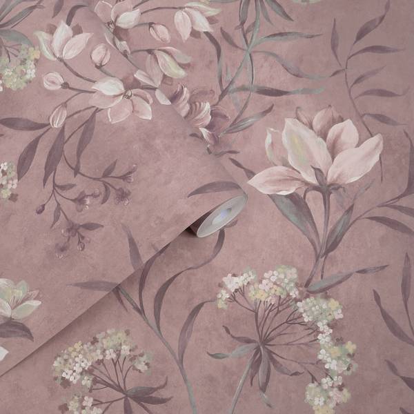Vliestapete Blairmore Blumen Violett - Fleece - 52 x 1000 x 2 cm