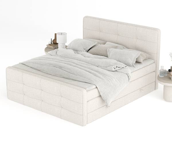 Boxspringbed Semplice beige - Ligoppervlak breedte: 160 cm