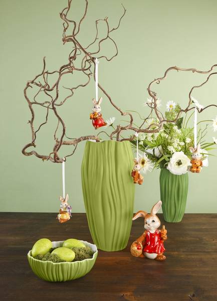 Vase Spirulina Grün - Porzellan - 16 x 30 x 16 cm