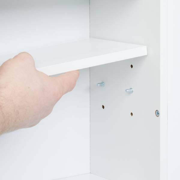 Badkamerkast smal met wielen bruin - wit - bamboe - plaatmateriaal op houtbasis - kunststof - 17 x 79 x 75 cm