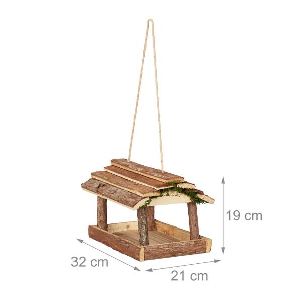 Vogelfutterhaus mit Rinde Braun - Holzwerkstoff - Kunststoff - 21 x 19 x 32 cm
