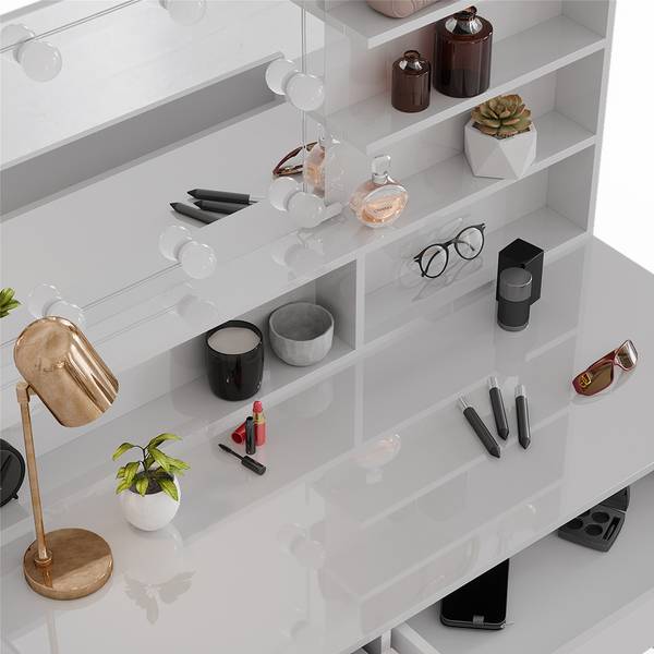 Schminktisch Sherry 41294 3er set Weiß - Holzwerkstoff - 120 x 145 x 55 cm