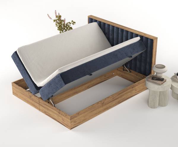 Bed Komorebi marineblauw - Breedte: 180 cm - H4