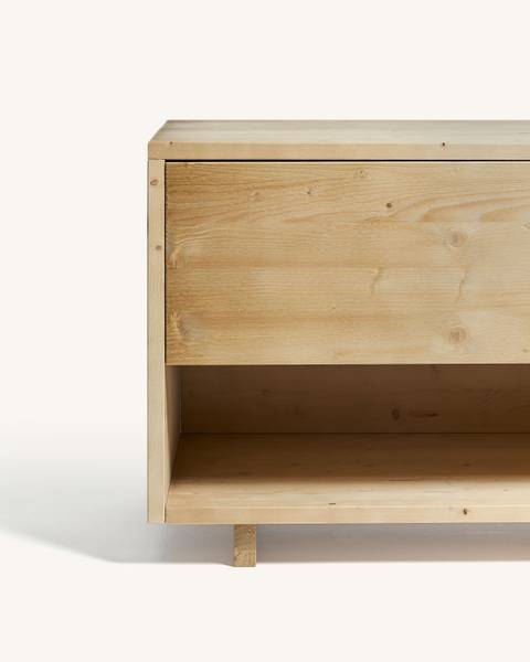 Nachttisch aus massivem Tannenholz beige Holz