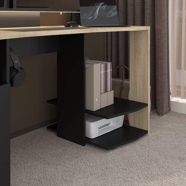 Gamingtisch Meta Schwarz - Braun - Holzwerkstoff - Metall - 152 x 88 x 62 cm