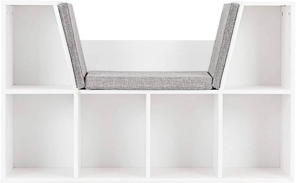 Bücherregal mit Kissen Weiß - Holzwerkstoff - 30 x 63 x 103 cm