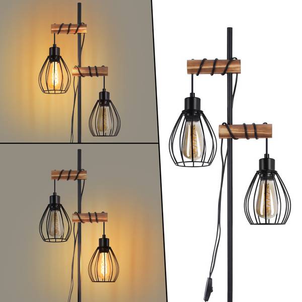 Lampadaire Ellis II Noir - Métal - 23 x 23 x 152 cm