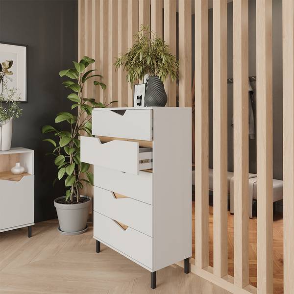 Kommode Marelle 57845 Asteiche Dekor - Reinweiß