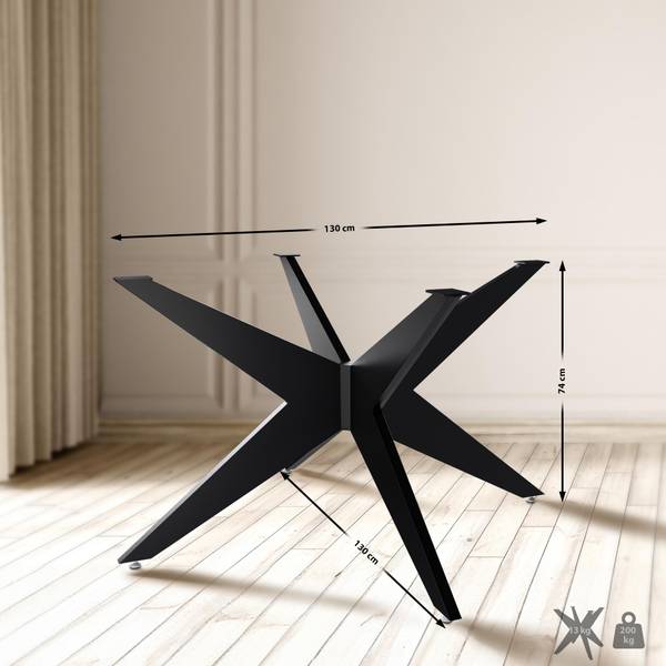 pieds de table Delmont Noir - Métal - 130 x 74 x 130 cm