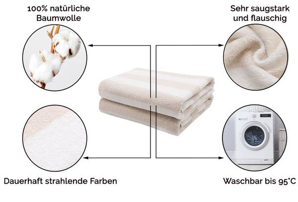 Duschtücher 00000294 2er-Set Beige - Textil - 75 x 1 x 140 cm