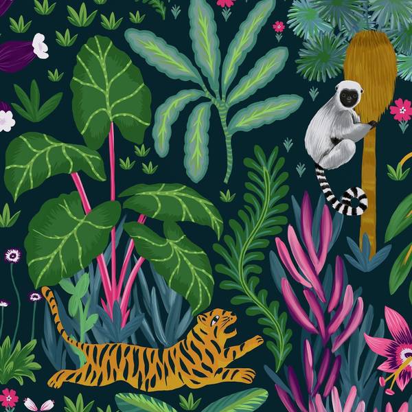 Papier Peint Jungle Tropicale Vert - Papier - 200 x 250 x 1 cm