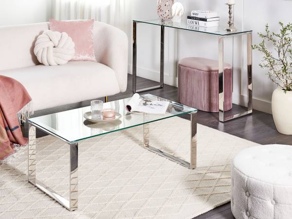 Salontafel TILON zilver - glas - 100 x 40 x 50 cm