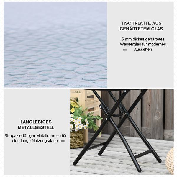 Tuintafel 84B-590 bruin - veiligheidsglas - 45 x 50 x 45 cm