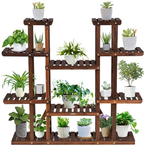 Pflanzenregal Blumenregal Braun - Holzwerkstoff - 25 x 114 x 125 cm