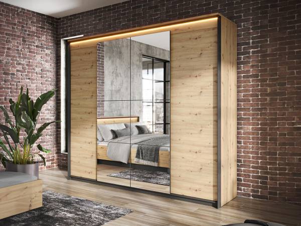 Kleiderschrank Quant 01 Braun - Holzwerkstoff - 220 x 221 x 68 cm