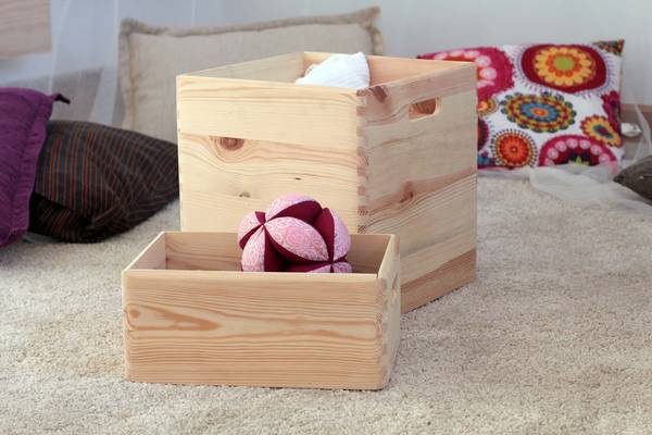 Caisse en bois de rangement 30 x 20 x 14 Beige - Bois manufacturé - 30 x 14 x 20 cm