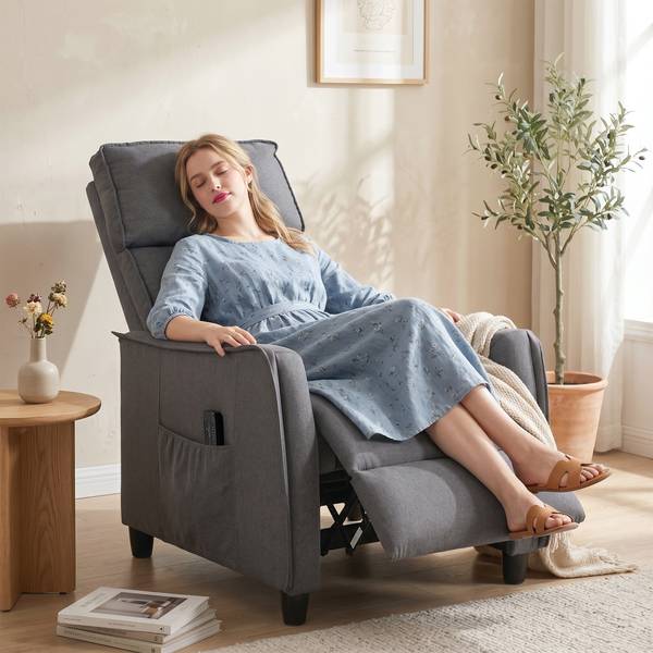 Massagerelaxsessel 700-207V90GY Grau - Leinen - Polyester - 69 x 104 x 93 cm