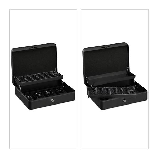 Geldkassette mit Euro Münzzählbrett Schwarz - Silber