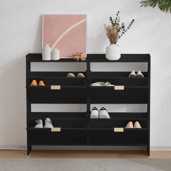 Schuhkipper HeSun Ⅲ Schwarz - Holzwerkstoff - 110 x 90 x 24 cm