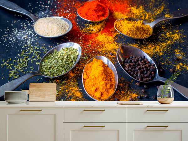 Fototapete Gewürzlöffel Curry Kurkuma 250 x 175 x 175 cm