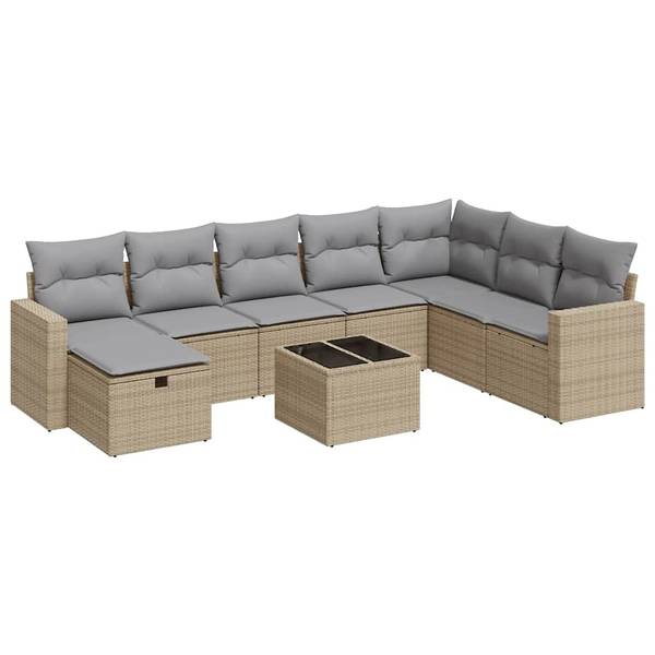 Garten-Lounge-Set 3036425-4 9-teilig Beige - Grau