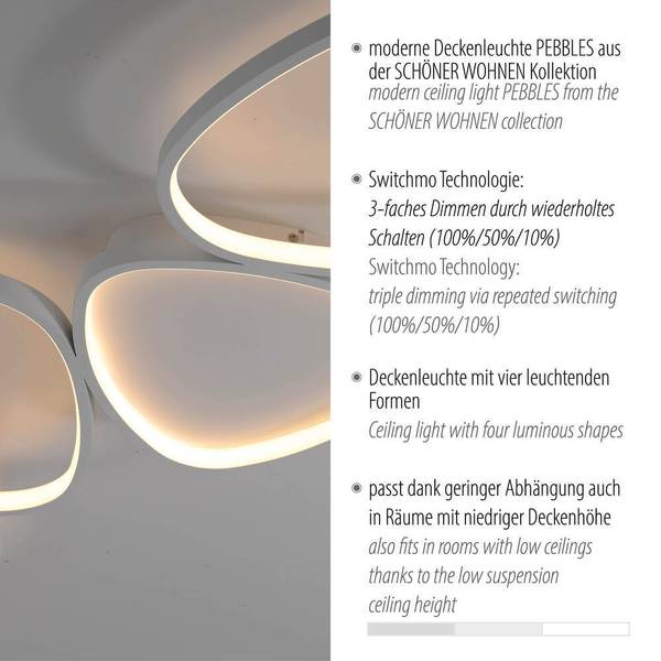 LED Deckenlampe PEBBLES Weiß - Metall - 38 x 7 x 116 cm