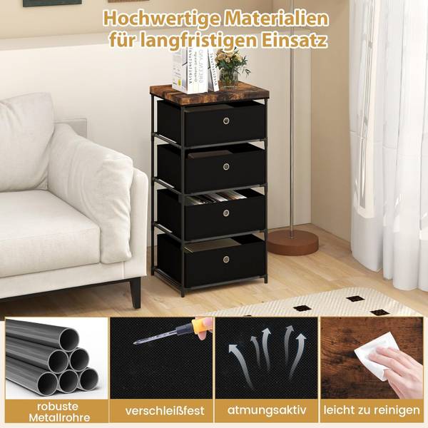 Nachttisch VL32352 Schwarz - Metall - 34 x 85 x 42 cm